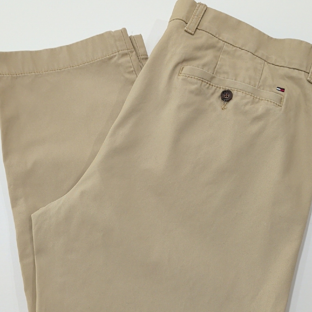 Tommy Hilfiger Khaki Cotton Flat Front Pants Size 36/30